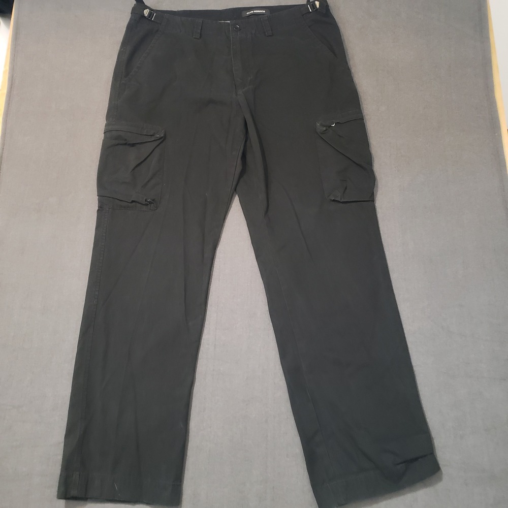 Club Monaco Cargo Pants‎ Mens 38 Black Adjustable Waist Cotton